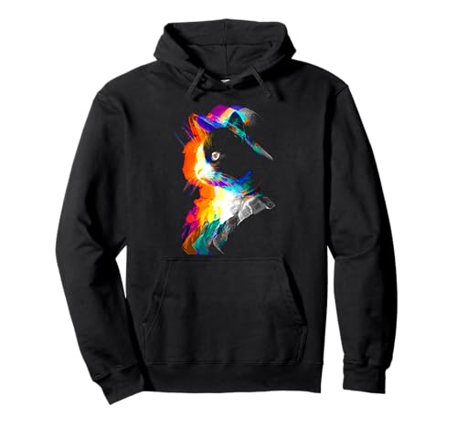 Minuet Colorido Gato Amante Dibujo Motivo Ilustración Sudadera con Capucha