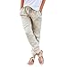 WWPPAION Linen Pants for Women Petite Cotton Summer Drawstring Elastic Waist Joggers Casual Soft Trousers with Pockets