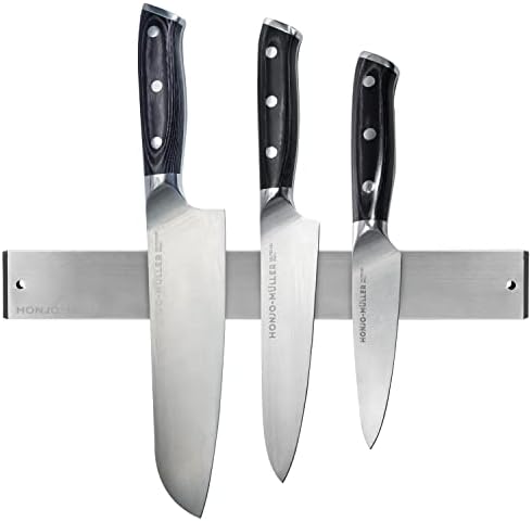 HONJO-MULLER Magnetic Knife Holder for Wall - 12 Inch Steel Knife Magnetic Strip | Home Kitchen Utensil Organizer for Easy Storage | Strong Magnet Strip for Knives and Utensils, Easy to Install