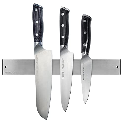 Honjo-Muller Magnetic Knife Holder For Wall - 12 Inch Steel Knife Magnetic Strip | Home Kitchen Utensil Organizer For Easy Storage | Strong Magnet Strip For Knives And Utensils, Easy To Install #TOP1
