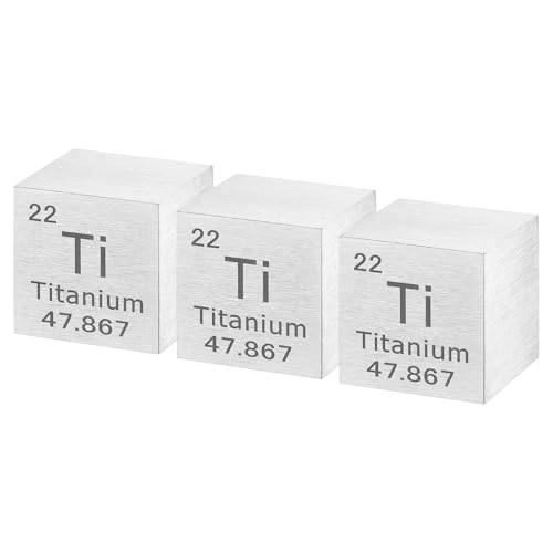 uxcell 3 Pcs Titanium, 1 Inch High Density Metal Element Metal Density for Chemical Elements Collection Science Education Experiment Application, Silver
