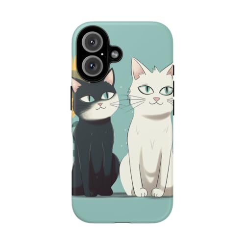 Coque iPhone 16 chats et tournesol rigide mate antichoc
