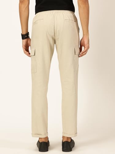 Image of Thomas Scott Men's | Solid | Light Weight | Breathable Fabric | 6 Pocket | Ankle Length | Mid Rise | Regular Fit | Linen | Elasticated with Drawstring | Chino Trouser | Pants
