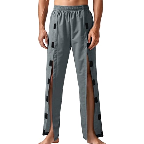 Men's Casual Pants for Bedridden Patients - Easy On and Off Nursing Clothing for Post- Care Comfortable Long4