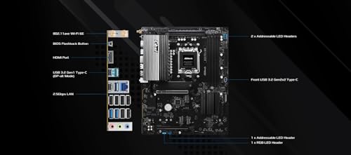 Image of ASRock AMD B850 Pro A WiFi 6E Socket AM5 Ryzen 9000, 8000 and 7000 Series DDR5 up to 8000+ (OC) MHz 256GB ATX Motherboard M.2 SATA3 6.0 Gb /s PCIe 5.0 BIOS Flashback Realtek 2.5G LAN