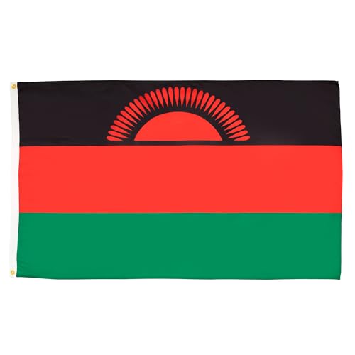 Image of AZ FLAG - Malawi Flag - 3x5 Ft - Light Polyester Malawian Banner with Two Brass Eyelets - Fade Resistant - Vivid Colors - 3' x 5' Feet - 150x90 Cm