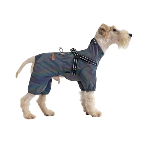 BT Bear Dog Harness Raincoat,Adjustable 4 Legs Dog Jacket with Harness Reflective Jumpsuit Waterproof Coat for Puppy Small Dogs,Laser Grey S - Image 2