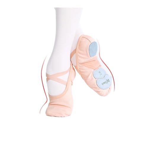 Professional Ballet Shoes Soft Three Split Sole Women Girls Ballerina Dance Shoes Stretch Fabric Mesh Splice Ballet Slippers(Beige,41)3