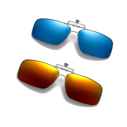 Image of Clip on Flip up Polarized Lens For Prescription Glasses UV Protection Sunglasses (Clear lenses not Polarized)