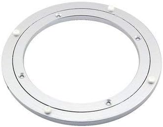 Aluminium Alloy Round Rotating Turntable Lazy Susan Bearing Table (12-inch, Silver and White)