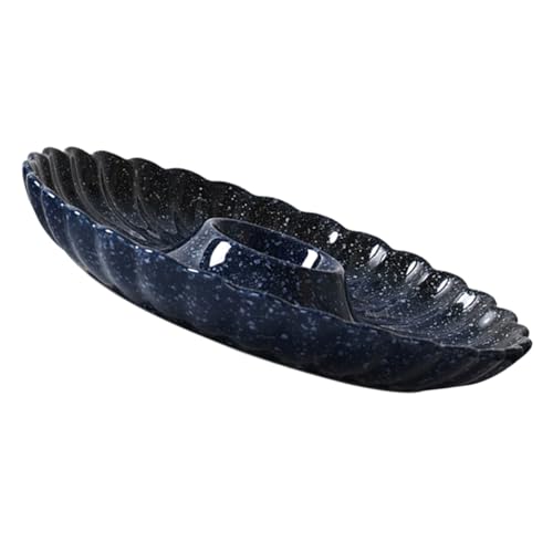 Plato cerámico redondo para sushi con dip azul