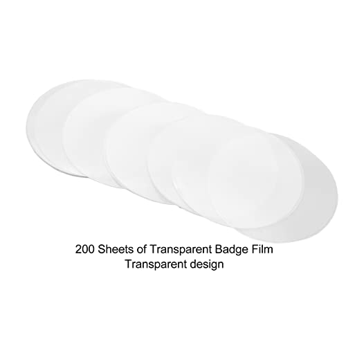 Filme de botão de crachá, 200 folhas de design transparente filme protetor de crachá seguro confiáve
