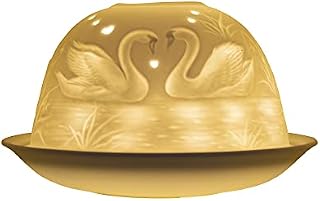 Nordic Light Tealight Candle Holder, Set of Shade & Plate, Swans Living, Dining Room Table, Home Decor Accessories-Porcelain-One Size, White