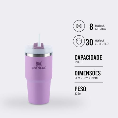 Stanley - Copo Quencher H2.0 FlowState 591ml - Copo de aço inoxidável com tampa, isolamento a vácuo,