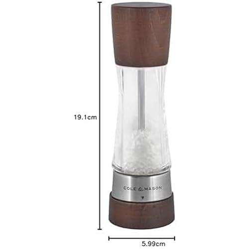 Image of Cole & Mason Derwent Salt Mill - Gourmet Precision Salt Grinder - Refillable Seasoning and Spice Tools - Adjustable Seat, Himalayan and Kosher Salt Grinder Settings - Forest Wood