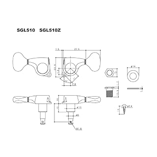 Gotoh SGL510 Lot de 3 mécaniques latérales A20 Chromé - Les Beatles, Paul McCartney, John Lennon, RIngo Starr, George Harrison Gotoh SGL510 Lot de 3 mécaniques latérales A20 Chromé – Image 3