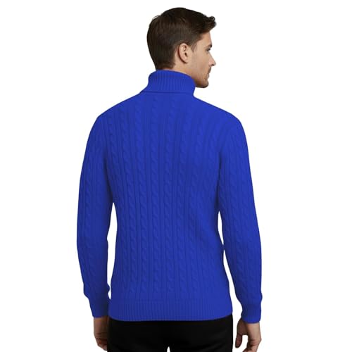 Pull à col roulé haut de gamme en tricot bleu marine taille XS