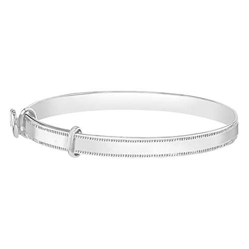 Image of In Season Jewelry 925 Sterling Silver Clear Cubic Zirconia Heart Adjustable Bangle Bracelet For Toddler Girls - Expandable Children's Bracelets - Heart Shaped Bracelets for Little Girls