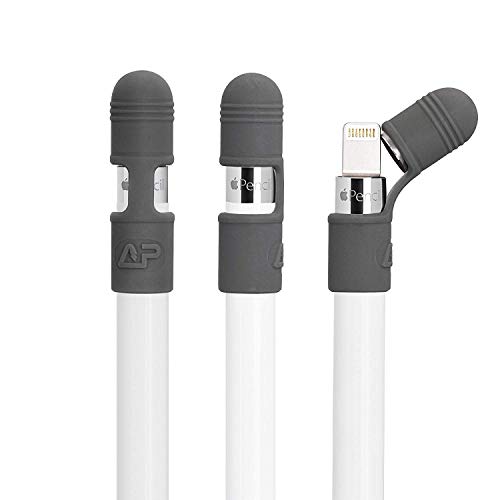 TXEsign 3 pcs Premium Silicone Pencil Cap Holder Saver for Apple Pencil (Gray)