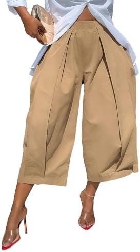 oshoplive Womens High Waisted Wide Leg Cropped Pants Loose Fit An...