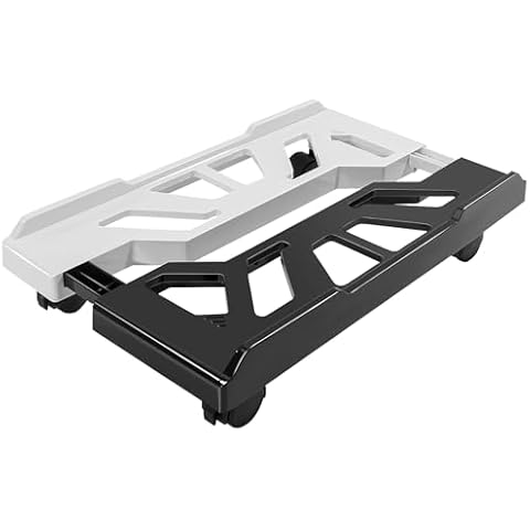 Ranslen Computer Tower Stand PC Stand, Adjustable PC Tower Stand Mobile CPU Stand for Gaming Office Mid Tower Under Desk(Black & White) Cover