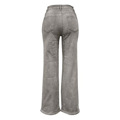Pantalones vaqueros lavados rectos estilo vaqueros brillantes de mujer 6