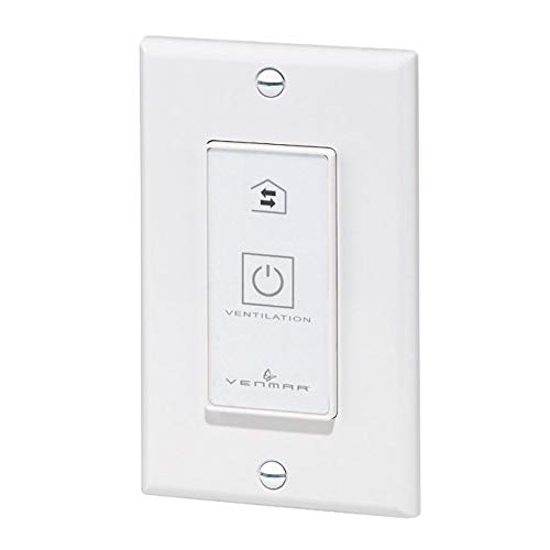 Front view of the Venmar Push Button Control, a white rectangular wall-mounted switch with a central button panel.
