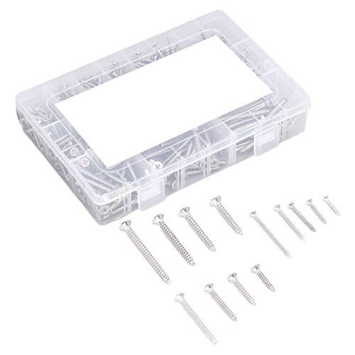 304 Stainless Steel Flat Head Self Tapping Wood Screws, Multi Size Wood Screws Assortment Kit, Flat Head Screws For Wood, Plastic And Metal #TOP2