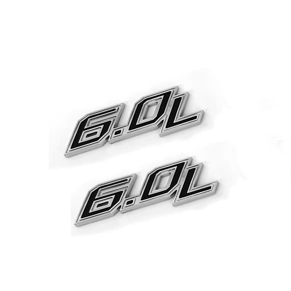 2pack OEM 6.0L Emblem Side Door and Tailgate 6.0 L Badges 3D Compatible with 250 350 450 (Chrome)