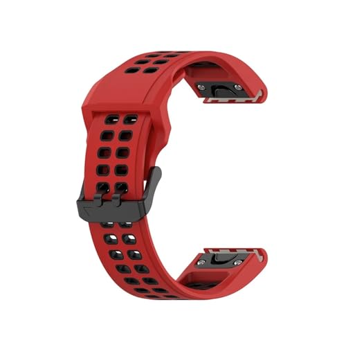 �V���J�Q���X�g���b�v�̍������o�ɓK������Garmin Fenix 8 43 47 51 7X 6X 5X/Fenix 5 6 7/Forerunner 935(Red black,26MM For Fenix 3 3HR)