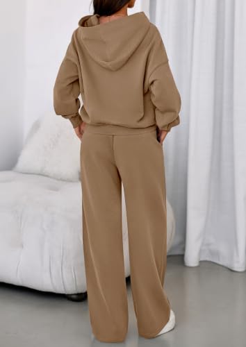 Image of PRETTYGARDEN Womens Sweatsuits 2 Piece Set 2026 Casual Winter Long Sleeve Hoodie Loose Wide Leg Sweatpants Fall Tracksuit