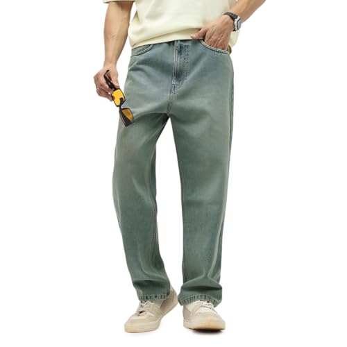 Image of Urbano Fashion Men's Loose Baggy Fit Heavy Washed Jeans Non-Stretchable