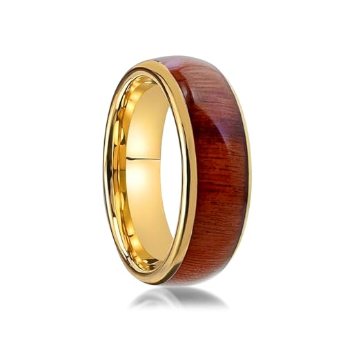 Koa Wood Band Inlay RFID Smart Ring Ceramic Epoxy Black or Gold Plated ID T5577/IC CUID(GEN2) Chip Rewritable Clone 125kHz/13.56mHz Access Control KeyCards Ring