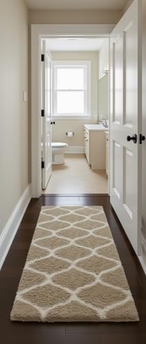 Image of Carpet for Hallway, Kitchen, and Modern InteriorsCarpetCozy Shag Runner for Living Room, Bedroom & Office Decor ETC Size 2x6 feet, Patten-Solid Beige M