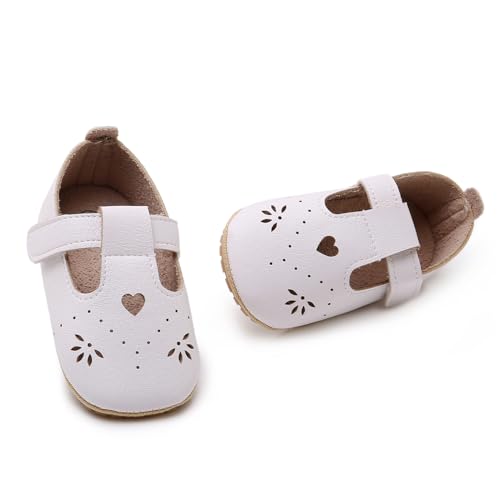 RVROVIC Baby Girl Moccasins Princess Sparkly Mary Jane Dresses Shoes Premium Lightweight Soft Sole Crib Shoes Toddler Shoes(0-6 Months Infant,C1-White) - Thumbnail 5