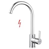 BONADE Niederdruck Armatur Küche Spültischarmatur Schwenkbereich 360° Küchenarmatur Einhebelmischer für drucklose Boiler Küche Spüle Chrom (mit 3 Anschlüssen)