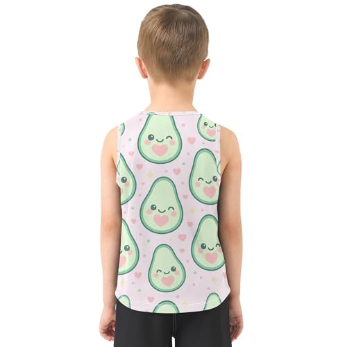 Cute Avocado Pink Tank Top for Boys Sleeveless Kids Vest Teen Clothing for Running Golf Hiking 3T3