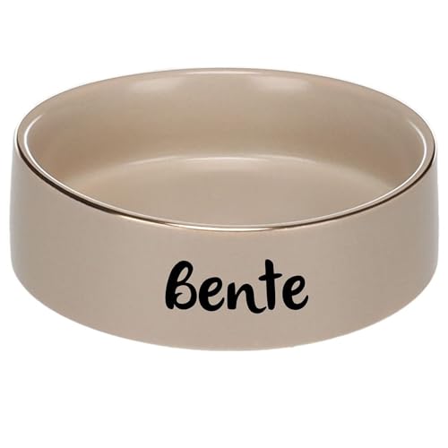 Personalizzabile Ciotola in ceramica per cibo e acqua, S,Beige–pesante e antiscivolo–lavabile in lavastoviglie–per cani di piccola taglia e gatti di piccola taglia–personalizzata con nome–Petslino