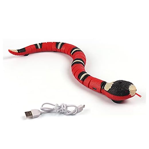 Diamondo Brinquedo de cobra elétrico para cães de gatos, USB realista simulação inteligente brinquedo de cobra de detecção inteligente brinquedos interativos realistas em forma de