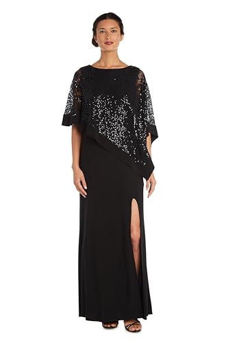 Image of R&M Richards Women's Sequin Lace Poncho Overlay Sheath Dress for Wedding Guest, Cocktail Attire & Evening Occasions