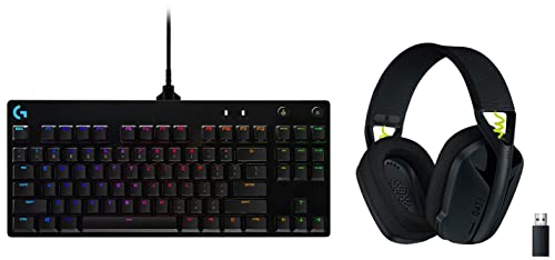 Image of Logitech G PRO Mechanical Gaming Keyboard, Ultra Portable Tenkeyless Design & 35 Light Speed and Lightweight Gaming Bluetooth Wireless Over Ear Headphones with Mic, 18H Battery