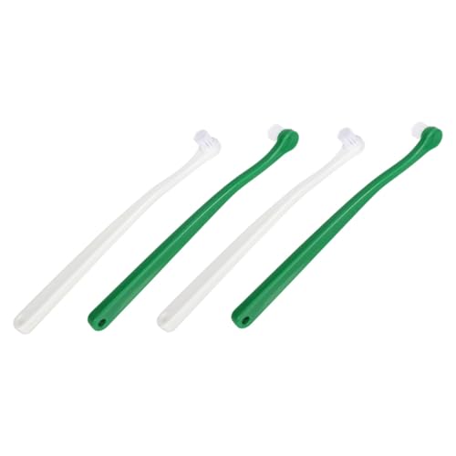 INOOMP 4個猫用 歯ブラシ 手動 ペット用 歯磨きブラシ 小型犬も使用可 プラスチック製 滑りにくいハンドル付き