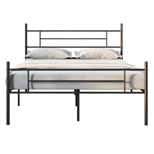 Novilla Somier 180 x 200 metálico, Altura 30,5 cm, Estructura Cama 180x200 con Patas, Moderna y metálica, con cabecera para Dormitorio o habitación de Invitados, Negro.