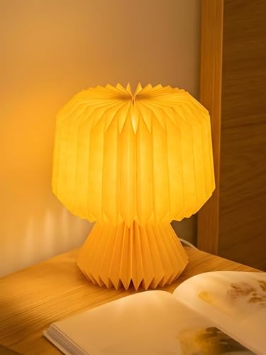 FIG Living Mini Origami Table Lamp for Living Room Decoration, Bedroom, Study and Gifting | 20 cm Tall Origami Design Lampshade | Premium Laminated Paper - Dust and Water Resisant (Mini Orange)
