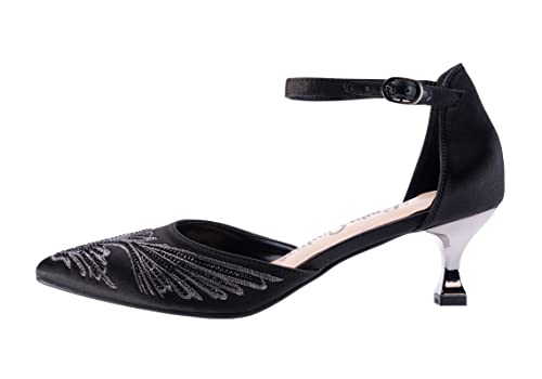 Lady Couture Kate Open Side Instep Strap Embroidered Pumps