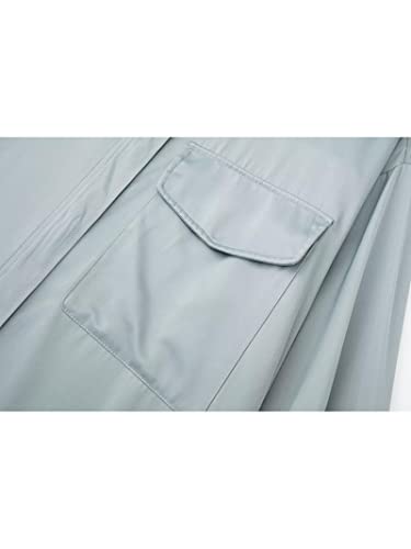Chemise satin texture soie de qualité supérieure coupe fluide bleu M - 6