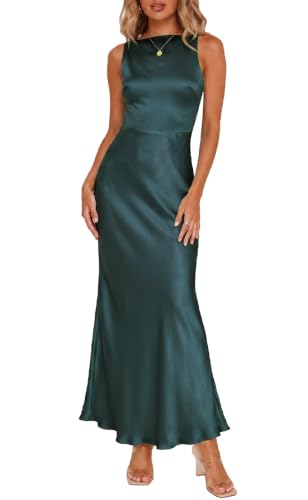 Image of Summer Backless Satin Maxi Dresses for Women 2026 Formal