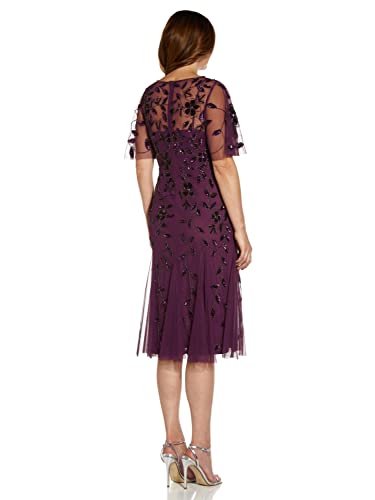 Adrianna Papell Women's Elegant Beaded Midi Dress, Cassis, 8 #TOP1