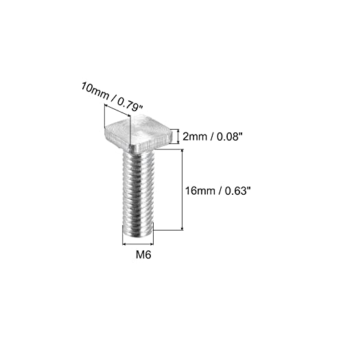 Uxcell Square Head Bolt, 10Pcs M6X20Mm Fully Thread Carbon Steel Grade 4.8 Square Machine Screws #TOP1