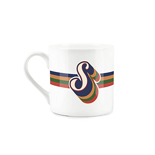 Purely Home Retro Alphabet Letter S Mug - Bone China White Coffee Tea Present Personalised Initial Gift - Image 2